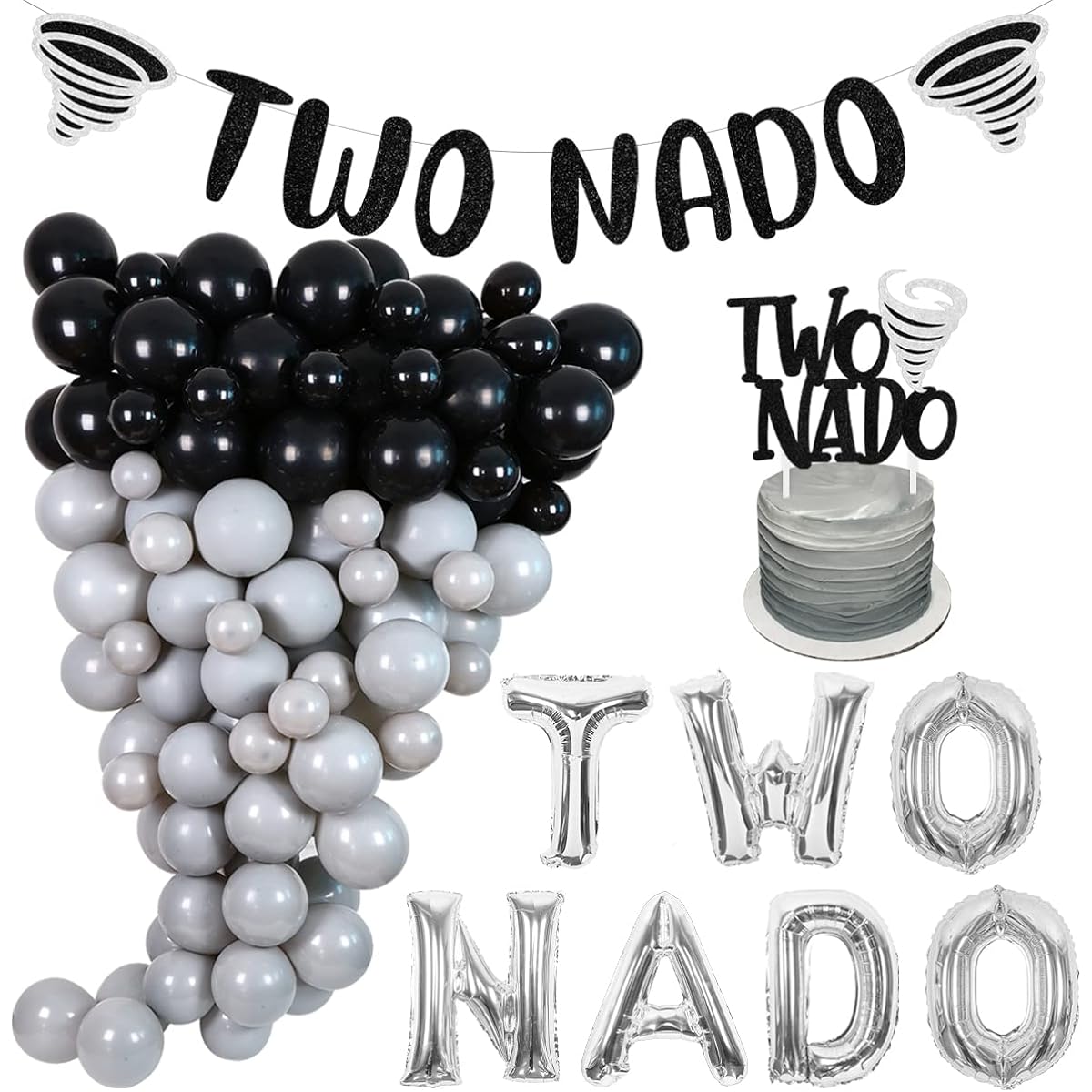 Twonado Birthday Party Decorations Tornado Birthday Decorations Tornado Theme 2nd Birthday Party Supplies 2nd Birthday Party Supplies 2 Nerd Banner Cake Topper Balloons for 2 Year Old Girls and Boys