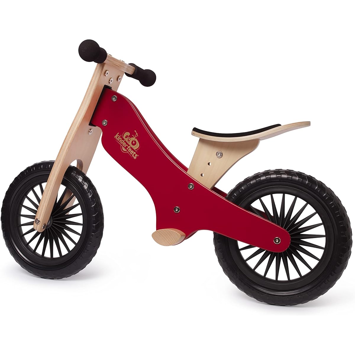 Kinderfeets Balance Bike - Wooden Balance Bike | Sustainable and Eco-Friendly | Adjustable Riding Balance Toy for Kids and Toddlers (Cherry Red)