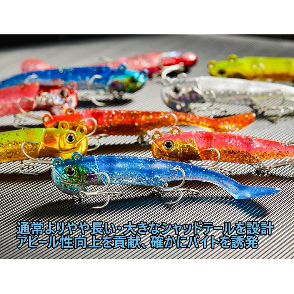 [KOKO Lure] Sea Bass Lure Jig Head Worm Flounder 22g 28g 5 Color Set with Spare Shad Worm Blue Fish Sea Bass Flounder Maggochi