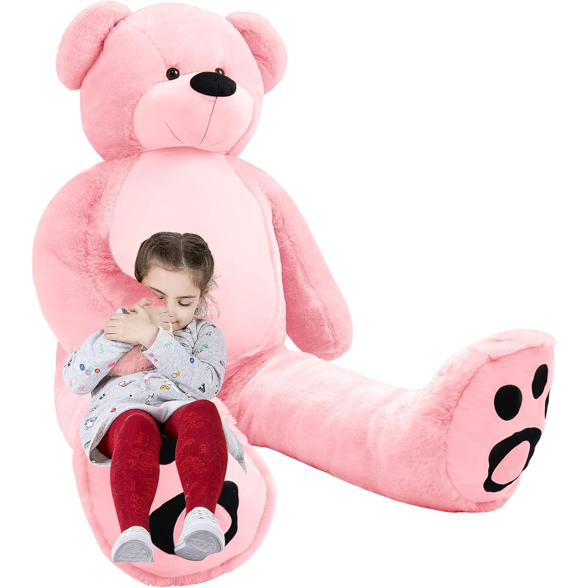WOWMAX 6ft Giant Size Teddy Bear Daney Plush Stuffed Animal Teddy Bear Toy Doll Birthday Christmas Pink 72inch