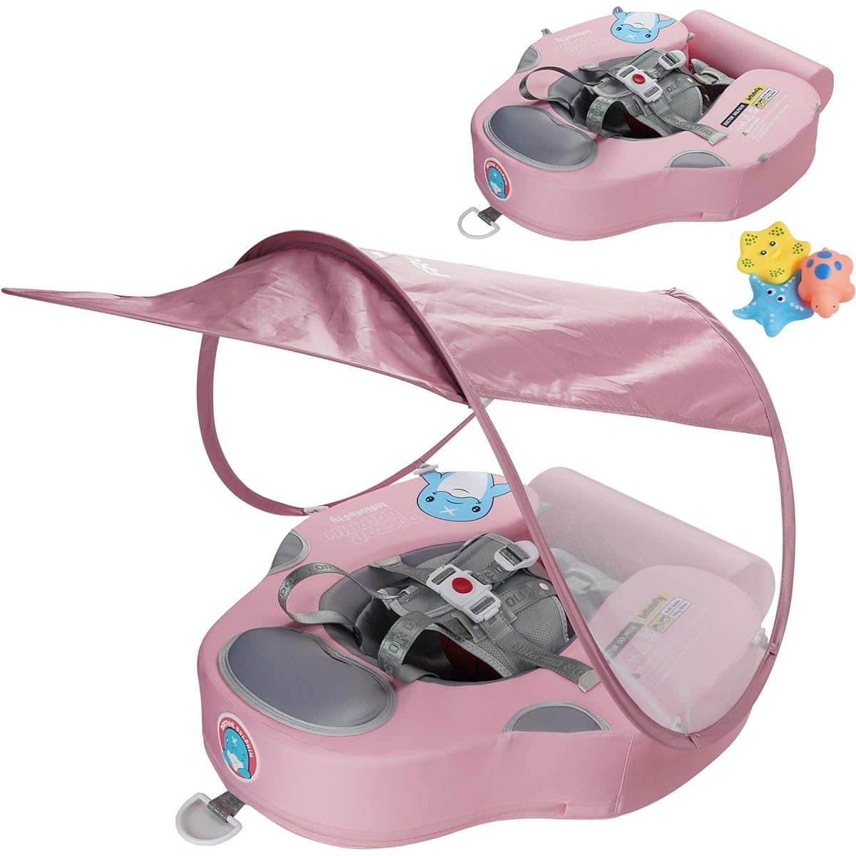INFLATEFLY Baby Floats UV Protection Sunshade Toddler Pool Floats with Extra Tail for 3-24 Months
