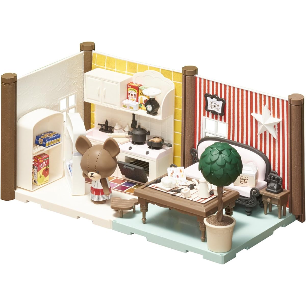 Hakoroom Bear School Kitchen & Dining Kit Color-coded Plastic Model