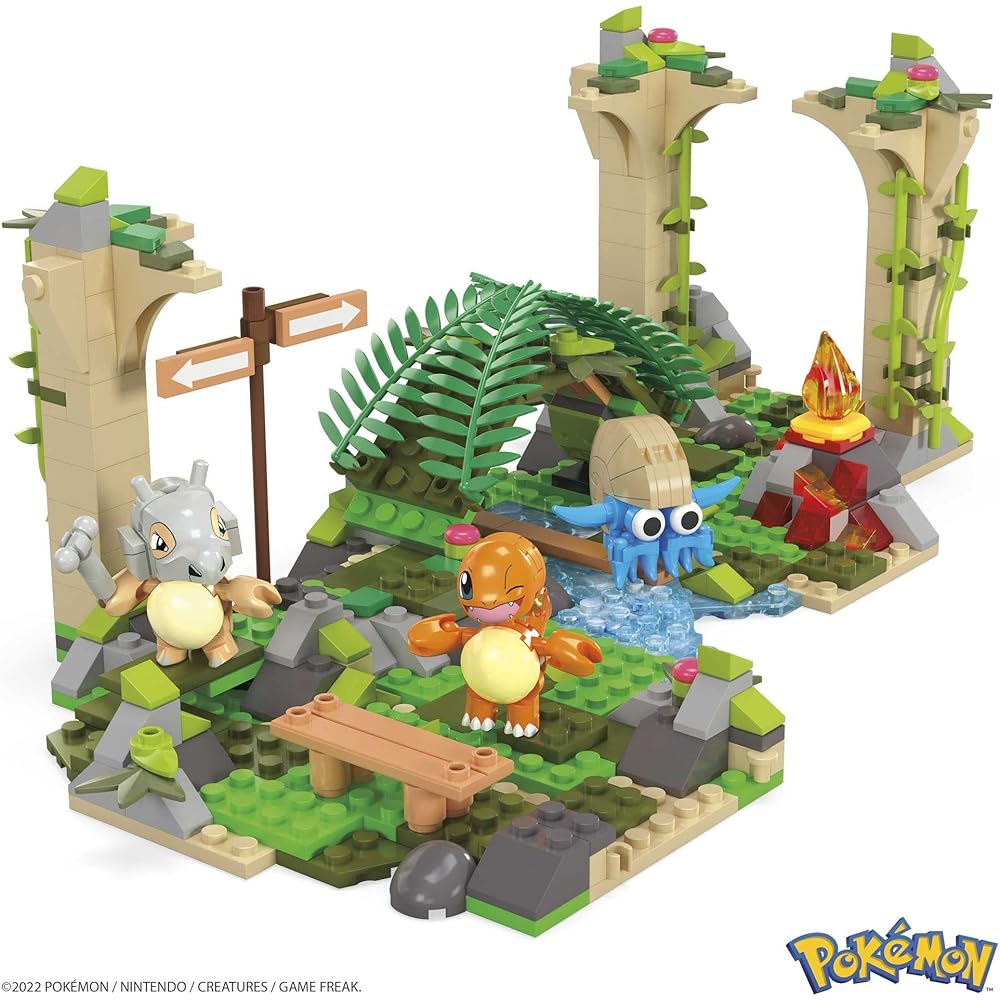 MEGA Pokemon Kanto - Local Team & Hakken! Ancient Ruins in the Jungle - Set of Charmander, Caracalla, and Omnight