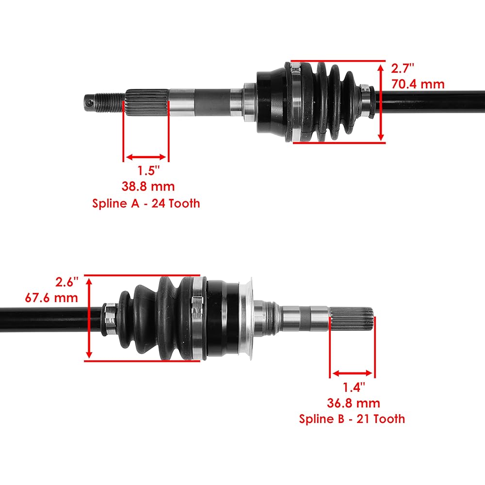 Caltric Front Left and Right Complete CV Joint Axle Compatible with Kawasaki Mule 3010 Kaf620E Kaf620H 4X4 2001-2008