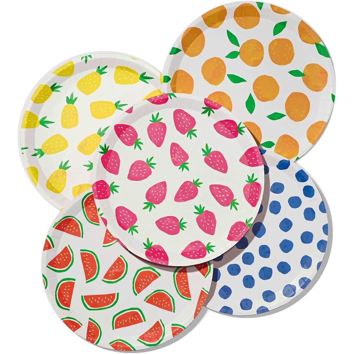 Coterie Fruit Paper Plates - Cute Party Plates for Summer Party, Kids Birthday, Chutti Fruit Party, Baby Shower - Fruit Party Decorations | 9.25" Fancy Paper Plates | 10 Pieces - Each Design