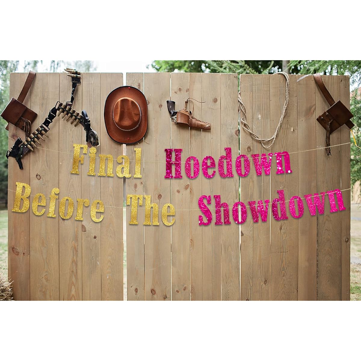 Final Hoedown Before The Showdown Bachelorette Party Glitter Banner - Western Cowgirl Bachelorette Party Decorations Favors and Supplies - Nashville - Austin - Dallas - Charleston - Savannah