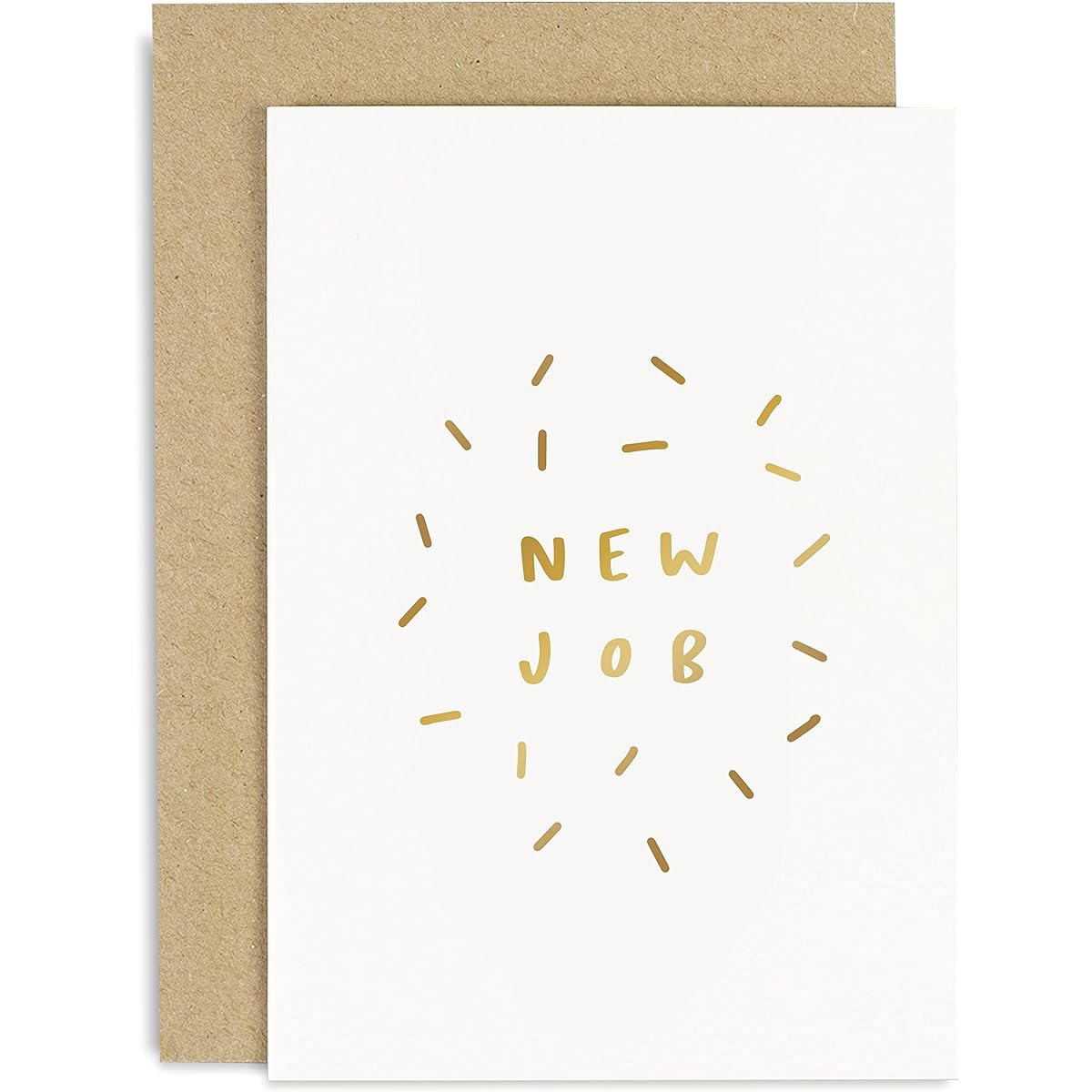 Old English Co. New Job Cards for Him or Her - Fun Gold Foil Congratulations Promotional Cards for Friends and Family - Celebrate New Job Cards for Men and Women | Blank Inside & Envelope Included