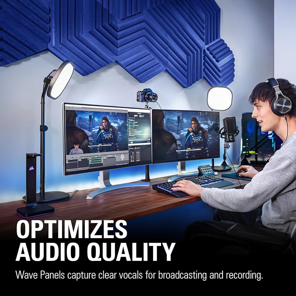 Elgato Sound Absorbing Panel Wave Panels Starter Set Blue (Wave Panels Starter Set Blue) Easy Setup/Removal [Authorized Japanese Distributor Product]