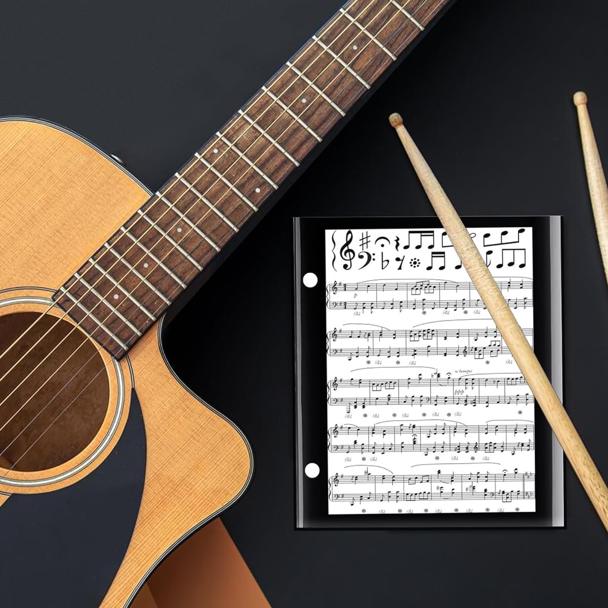 15 Flip Folder Pages 7.5 x 6.3 Inch Double Sided Marching Band Musical Flip Folio Pages with 2 Holes PVC Waterproof Tear Resistant Window Pages for Sheet Music Holding