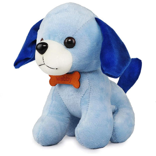 Webby Soft Animal Plush Standing Dog Toy 20cm Blue