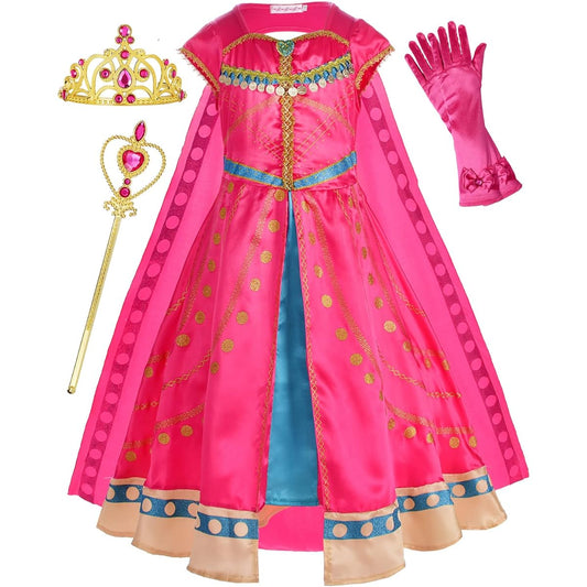 Arabian Princess Costume for Girls Dress Up/Birthday/Halloween Party with Cape Tiara Wand