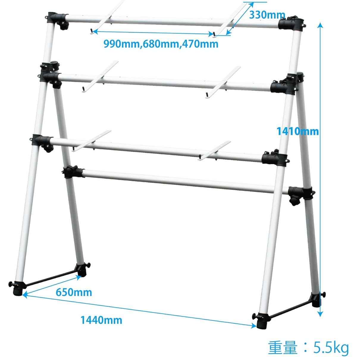 Kikutani Keyboard Stand, Aluminum, 3 Tiers, Load Capacity: 15kg per tier, Total Weight Up to 40kg, KS-3S, Silver