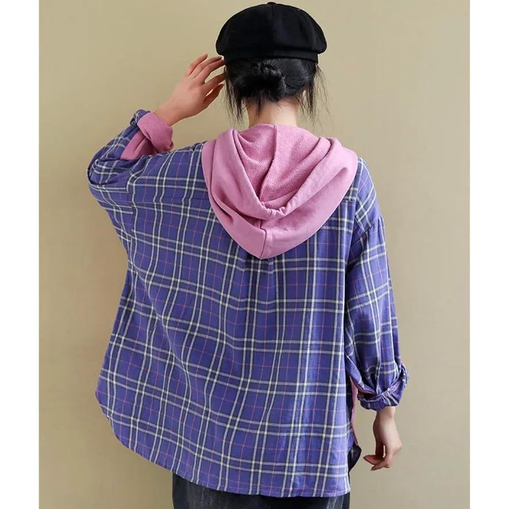 [Alhyla] Women's Hoodie, Sweatshirt, Loose Top, Pullover, Hoodie, Hooded, Sweatshirt, Bicolor, Pretty, Hoodie, Women's, Large Size, Korean Hoodie