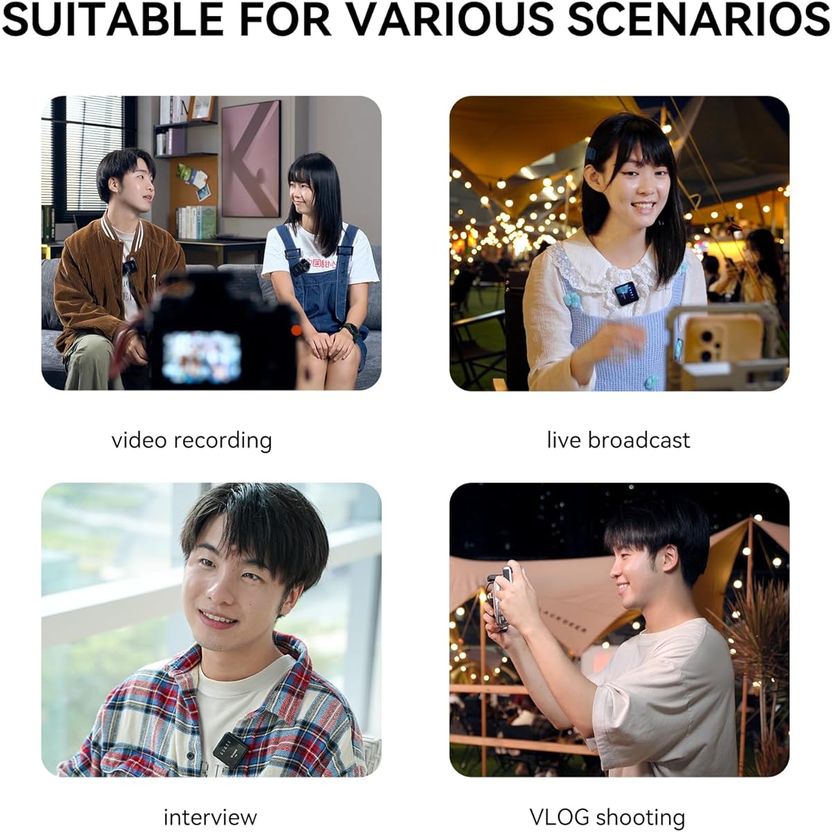 7artisans wireless clip microphone, 100m long distance wireless transmission, 20H battery life and noise reduction, safe music, compatible camera/iPhone/Android/real-time streaming