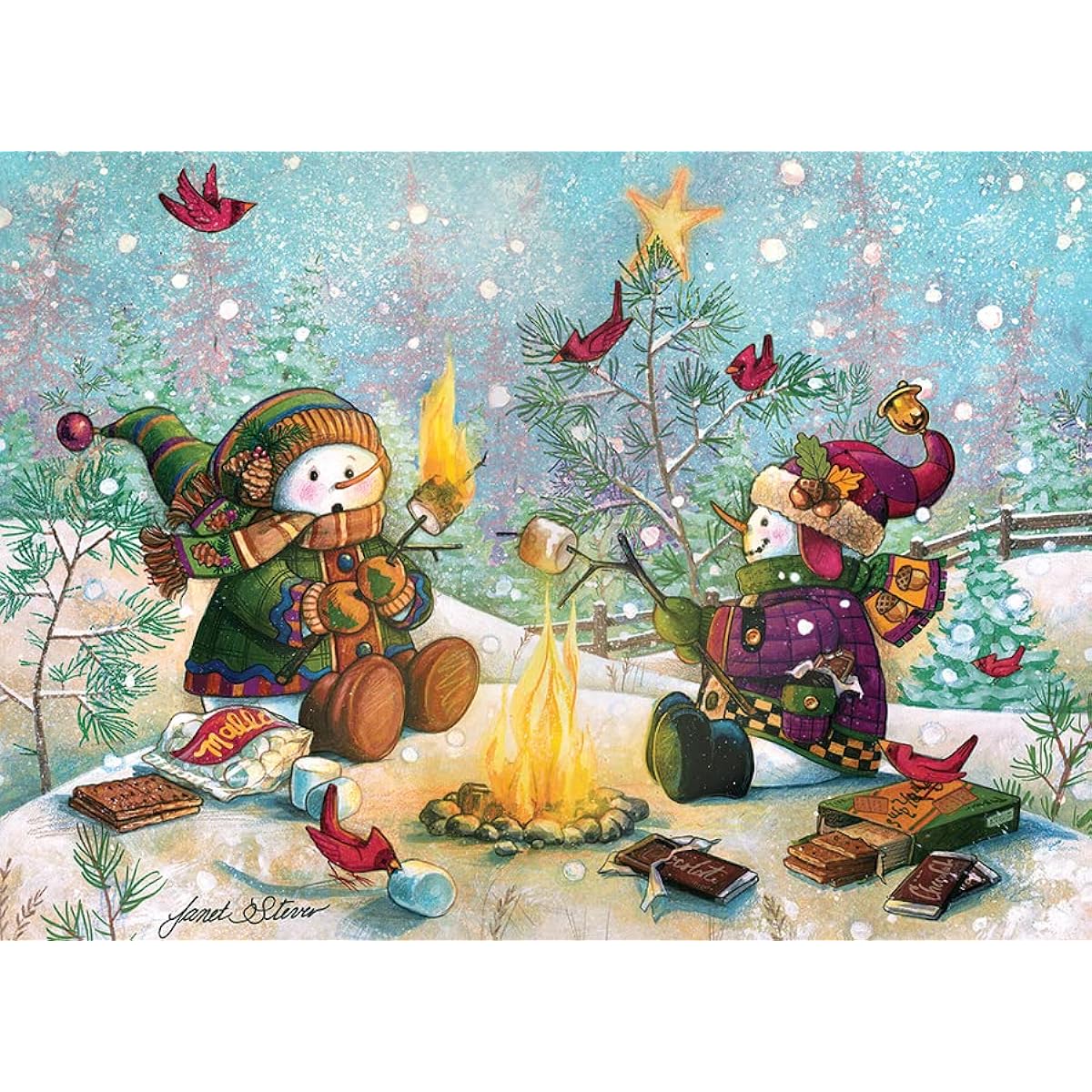 Cobble Hill 350 Piece Family Puzzle S'More Fun (Family) with Sample Poster