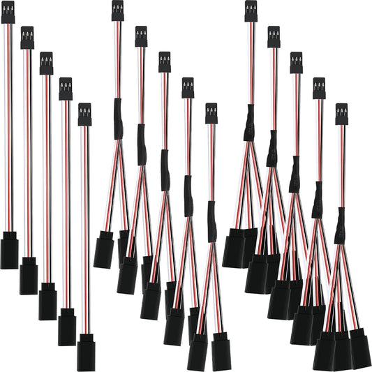 15pcs JST Y Connector 3 Pin JST Plug Splitter Male to Female Servo Extension Cable Servo Adapter JST Extension Servo Wire Connector for RC JR Futaba RC Car or Plane, 3 Styles