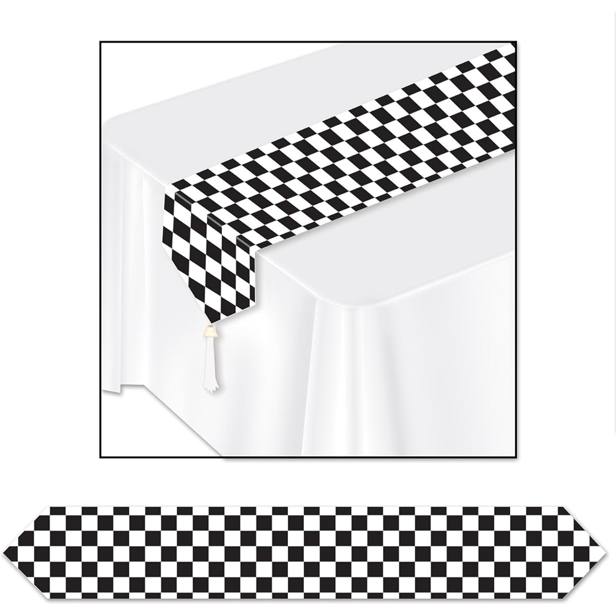Printed checkered table runner 54100PK6