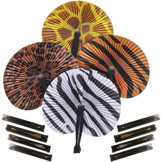 ArtCreativity 10" Safari Print Fans, Pack of 12, Assorted Colors and Designs, Goodie Bag Fillers, Party Favors and Supplies, Fun Novelties and Gifts, Ages 3+