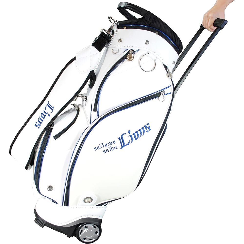 LEZAX Saitama Seibu Lions 9.0 Type Caddy Bag with Casters White SLCB-2438
