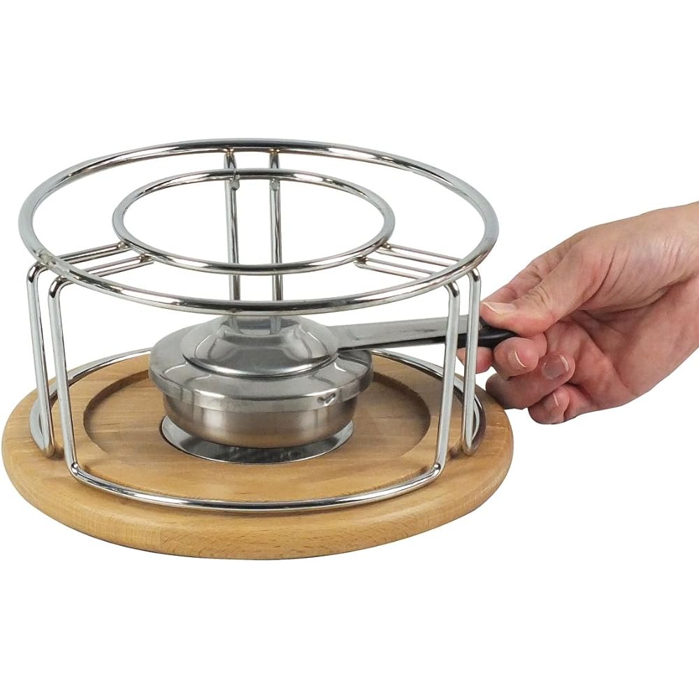 Kela Fondue Pot Wood Size:∅21.5×H11.5cm Fondue Stove Natura 61000