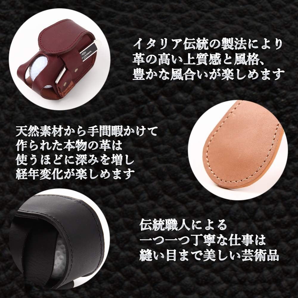 [mon luxe] Made of high quality Italian leather, golf ball case, ball holder, ball pouch, ball holder, fork and tee storage, belt loop type, for 2 pieces