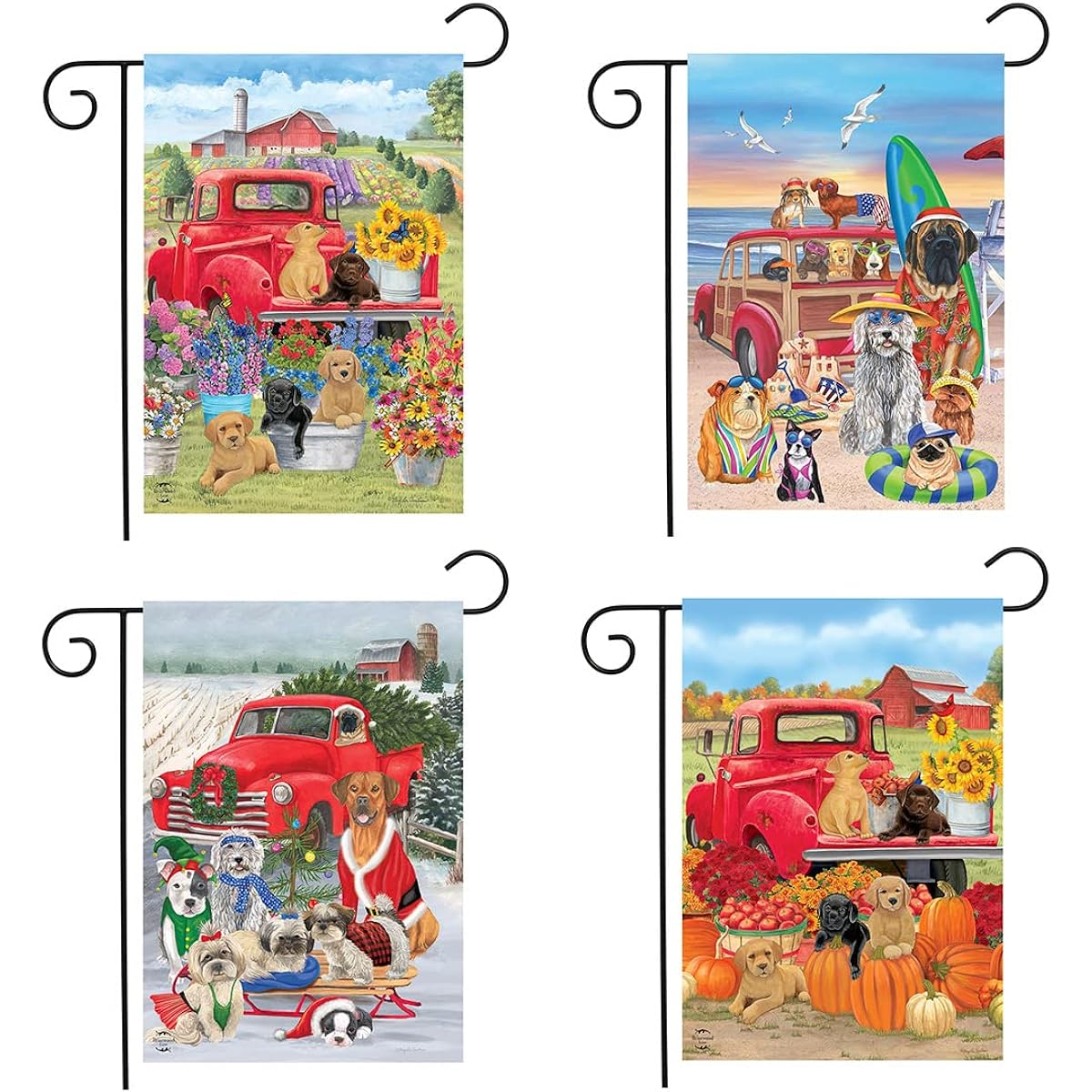 Briarwood Lane Dogs Garden Flag Bundle (Set of 4) Humorous Spring/Summer 12.5"x18"