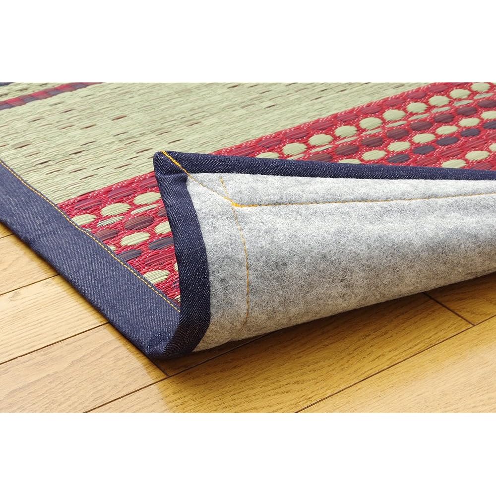 Ikehiko Igusa Rug Carpet Domestic Ethnic Style "DX Denim Ralph" Blue Approx. 191 x 191 cm (Backing: Non-woven fabric)