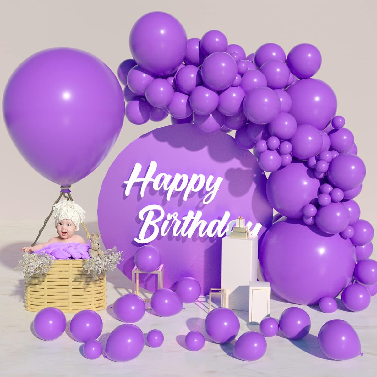 Styirl Purple Balloon Arch Kit - 110pcs 36/18/12/10/5inch Party Latex Balloons for Birthday/Baby Shower