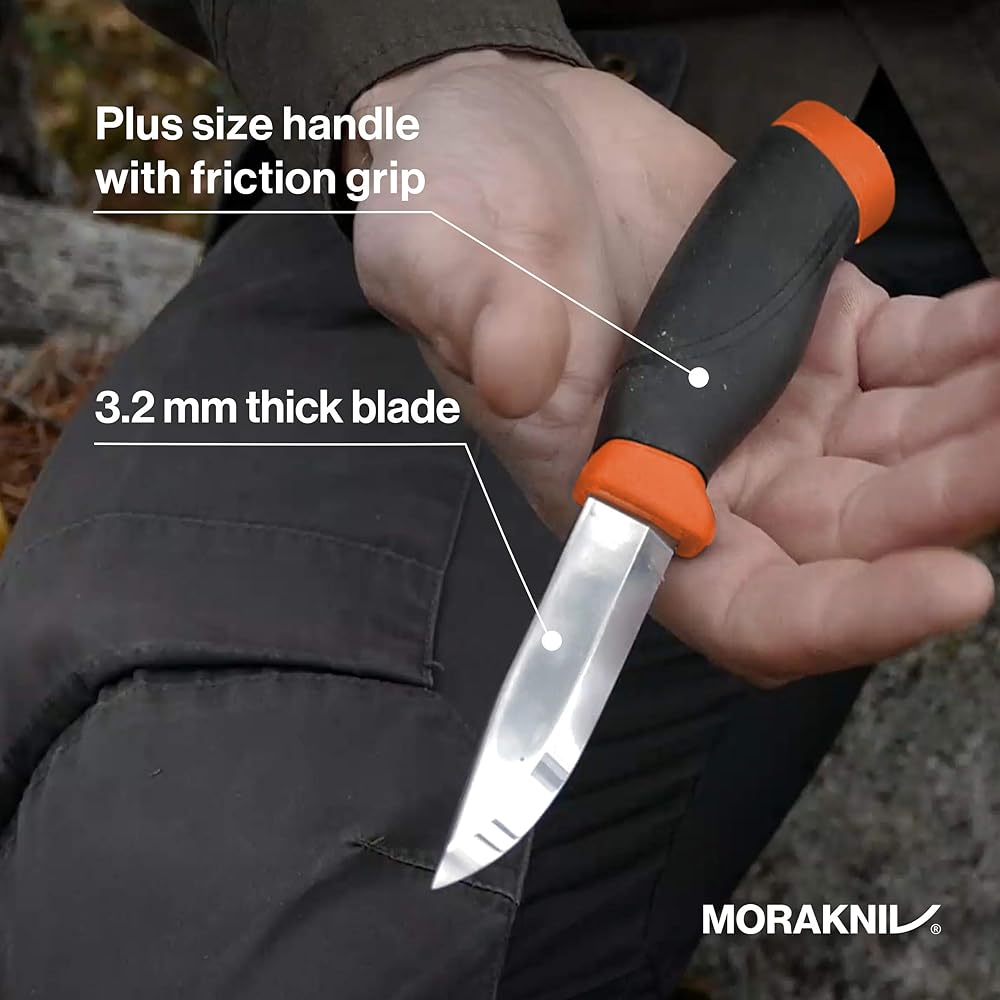 Morakniv Companion Heavy Duty Carbon Blade Thickness 3.2mm Outdoor Knife Camping Knife (Orange)