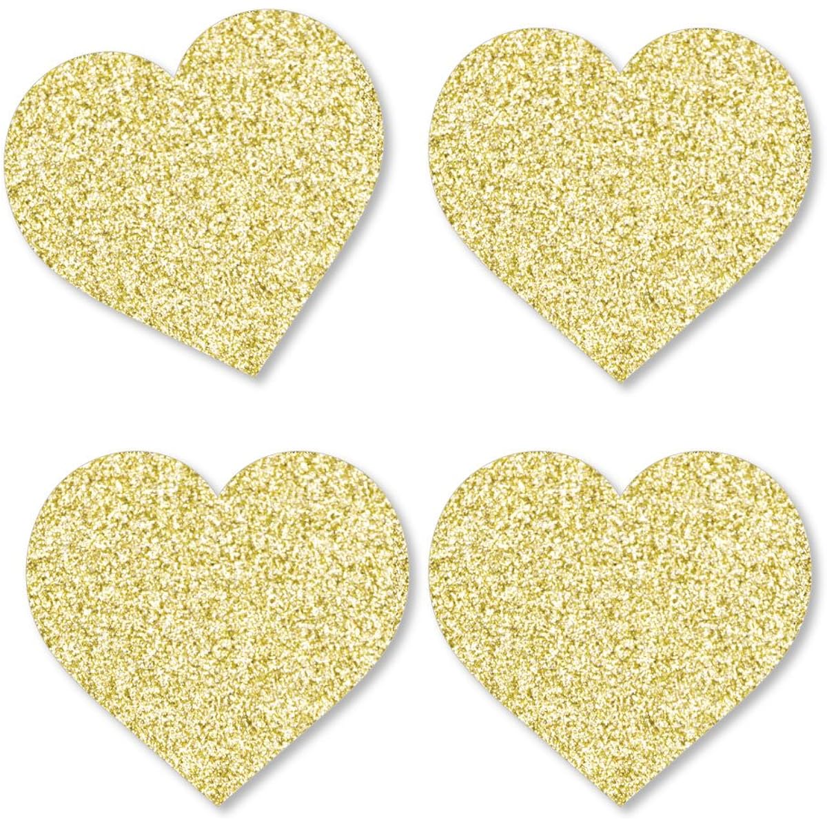 Gold Glitter Hearts - No Mess Real Gold Glitter Cutouts - Valentine's Day Party Confetti - Set of 24