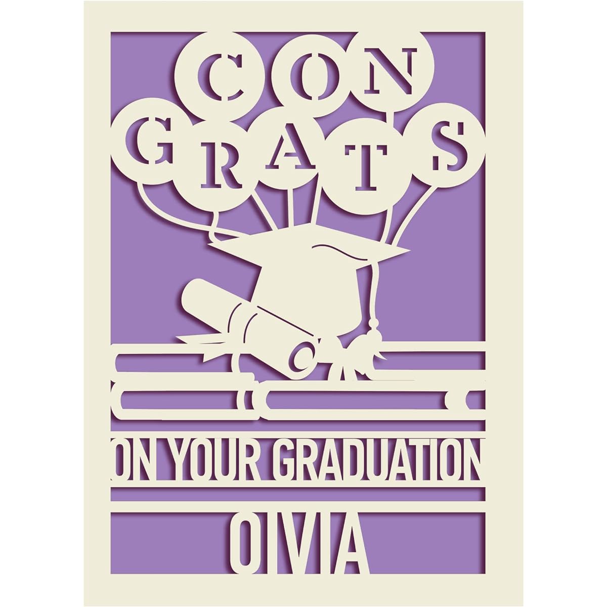 EDSG Personalized Graduation Gift Card Graduation Card Class of 2023 Congratulations Card Laser Paper Cut Card for Her, Him, Daughter, Son, Classmate, Friend (Lilac Purple)