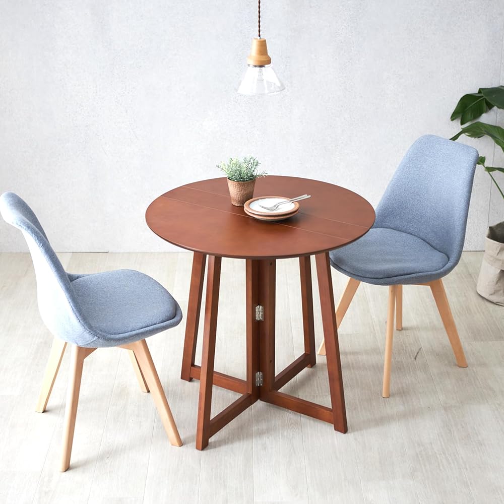 Doshisha Folding Table Dining Table Round 75cm Natural Wooden Cute Scandinavian Dark Brown Width 75 x Depth 75 x Height 72cm NDT75R-BR For 1~2 people Single living size Small Space saving Solid construction and sturdy Workbench