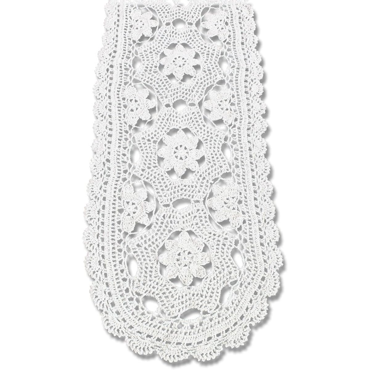 Kepswet Pretty Handmade Hollow Flower Table Runner Small Doily Lace Cotton Crochet Tablecloth Retro Knit Sofa Towel Beautiful Table Overlay Decor 12"x72", White