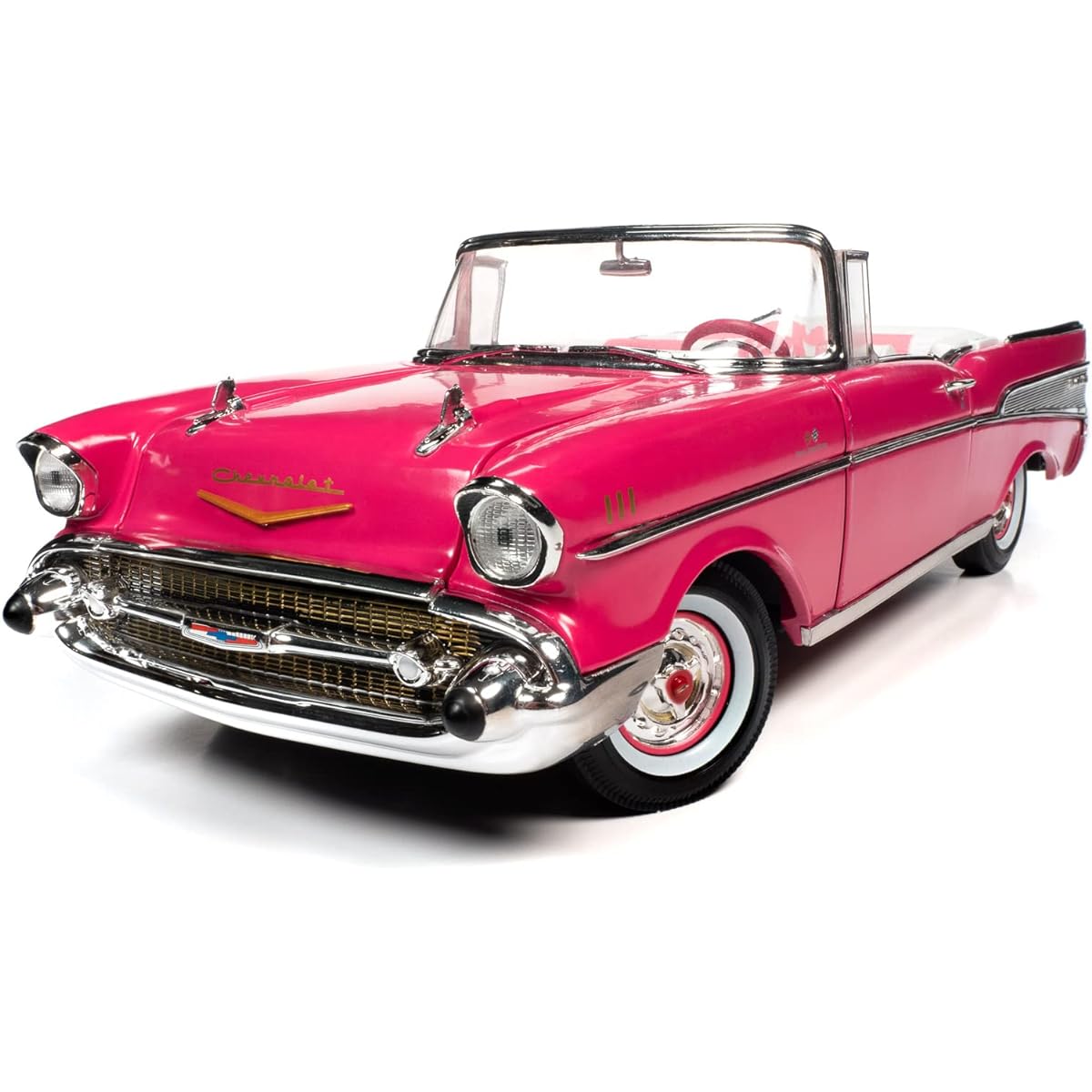 Auto World 1957 Chevrolet Bell Air Conditioner Convertible (Pink) 1:18 Scale Die Cast