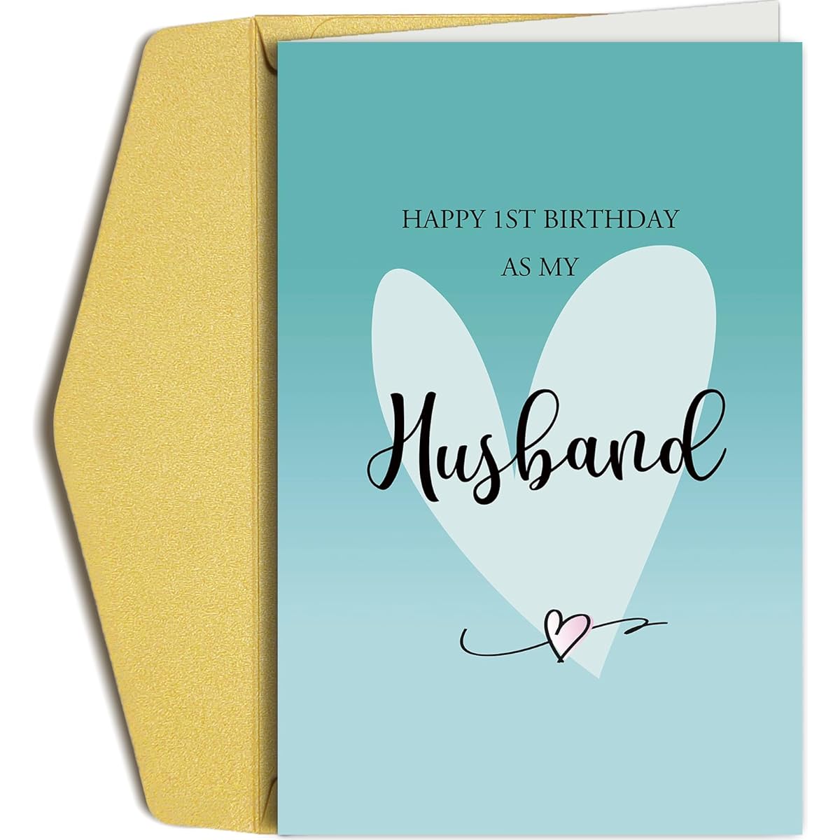 Oamiolek Happy 1st Birthday Card as Husband New Husband Birthday Card Lovely Birthday Card from Wife Romantic First Birthday Card for Husband