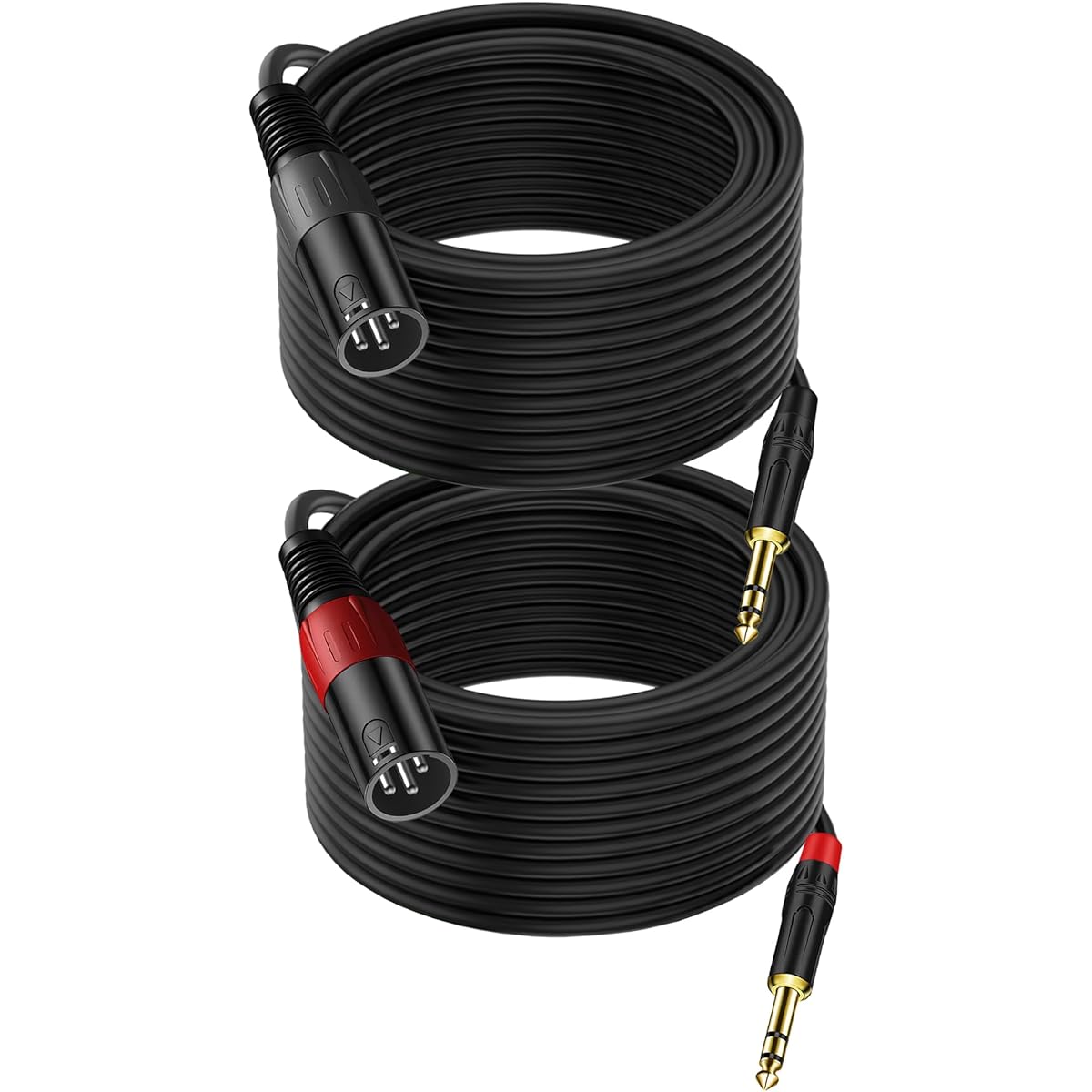 LanSenSu XLR to 1/4 TRS Stereo Adapter XLR Male to 1/4" (6.35mm) Stereo Balanced Microphone Stereo Audio Converter Adapter Cable 2 Pack 50 Feet