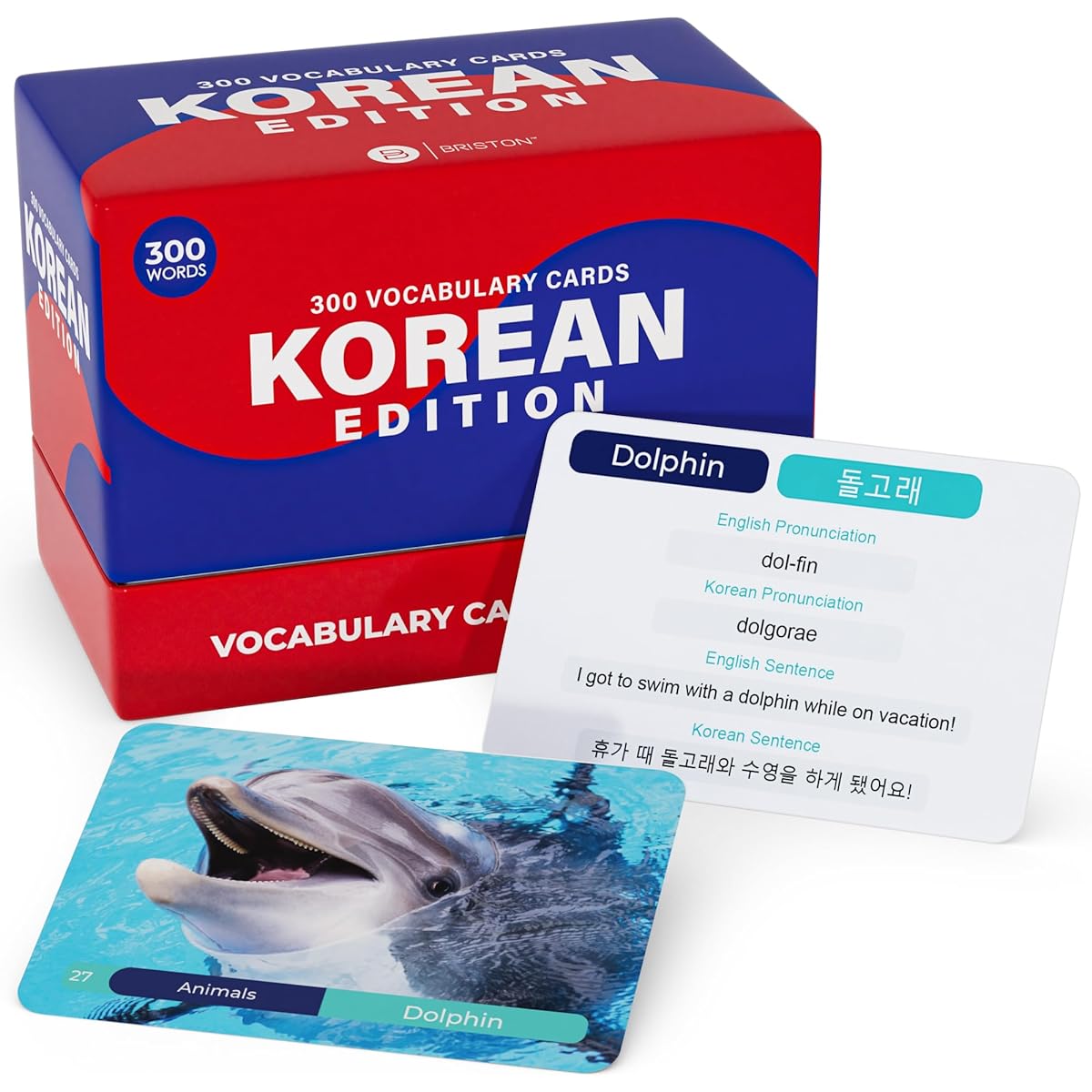 Briston Brand 180 Korean Vocabulary Hangul Flashcards - Educational Language Learning Resources with Pictures for Memory & Sight Words - Fun Game Play - Elementary School, Classroom, Homeschool Supplies