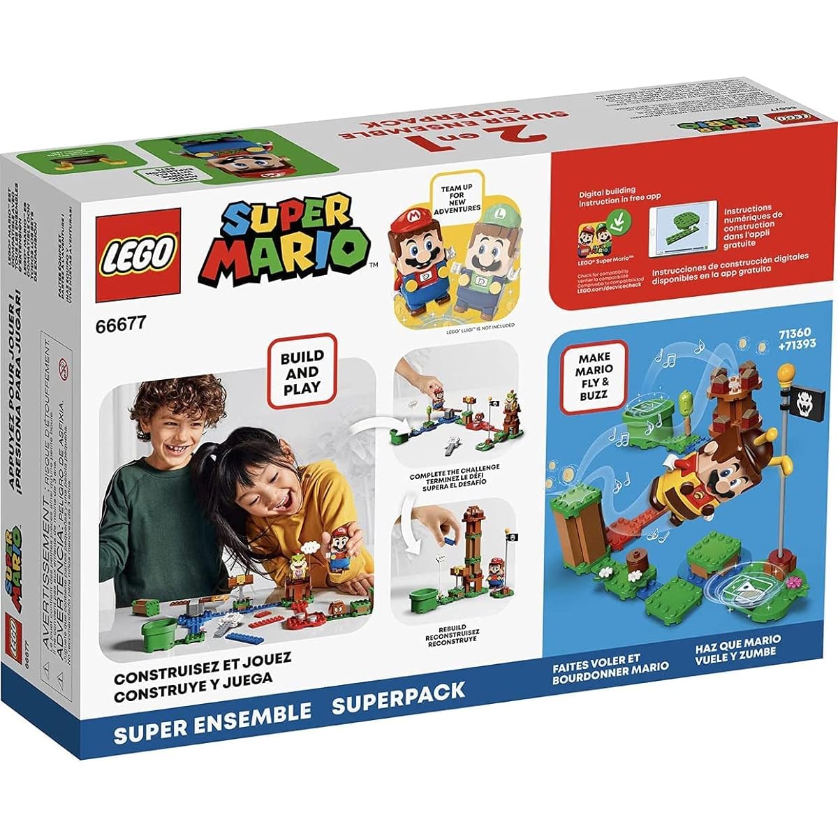 LEGO 66677 Super Mario 2-in-1 Super Pack Building Kit (Includes Mario and 71393 Bee Mario) Collectible Toy for Creative Kids Ages 6+