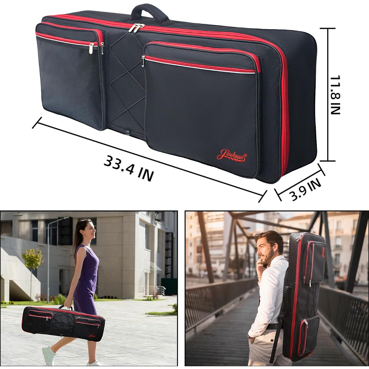 49 Key Keyboard Case Carry Bag - Electric Keyboard Piano Gig Bag - Lightweight Waterproof Oxford MIDI Controller Keyboard Shoulder Bag