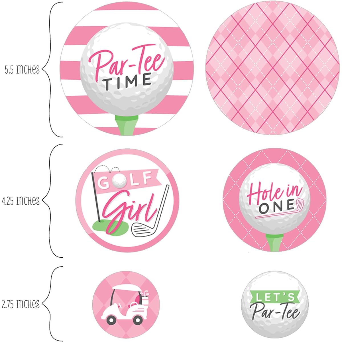 Big Dot of Happiness Golf Girl Pink Birthday Party Baby Shower Giant Circle Confetti Party Decorations Large Confetti 27 Sheets