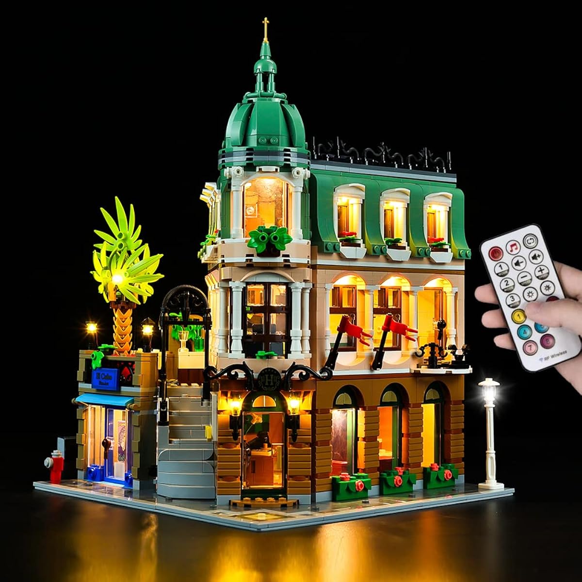 (LED Lighting Kit Only) Kyglaring Light Set for Lego Creator Boutique Hotel 10297 Model Building Kit No Lego Set (RC Version)