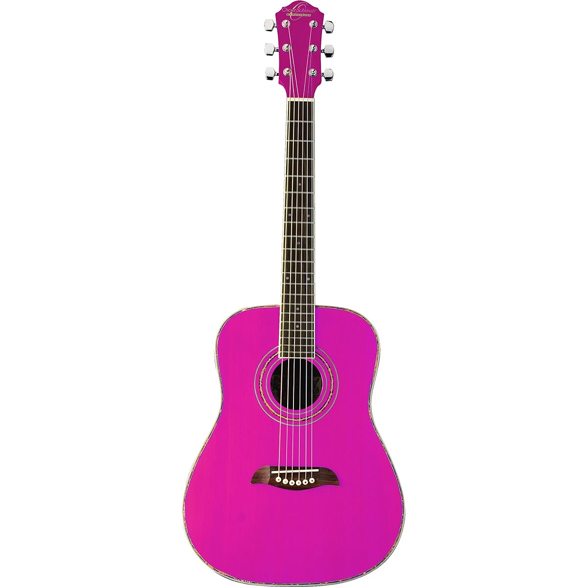 Oscar Schmidt 6-String OGHS 1/2 Size Dreadnought Acoustic Guitar Pink Right (OGHSP-A)
