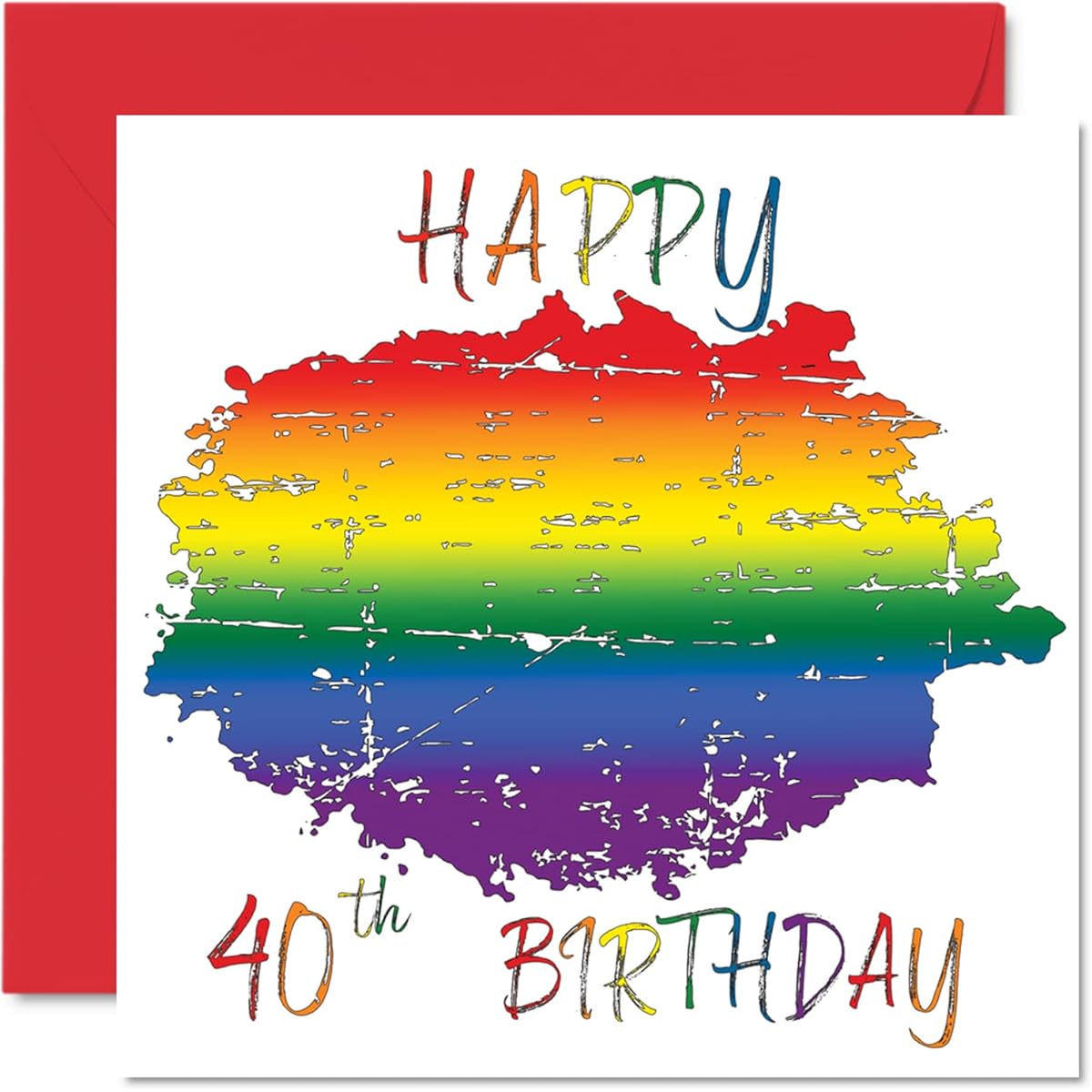 Stuff4 LGBT 40th Birthday Card for Partner - Happy 40th Birthday - LGBT 40th Happy Birthday Card for Girlfriend's Partner 5.7 x 5.7 Inch Gay Pride LGBT Gift Greeting Card