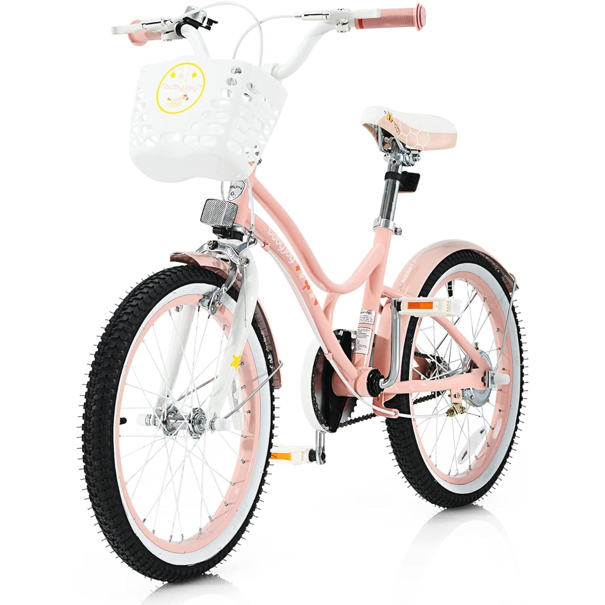 INFANS Kids Bike 18" Adjustable Seat Balance or Training Wheels Hand Brake Steel Frame Toddler Children's Bike for 5-9 Years Old Kids Boys Girls Purple (Coral)
