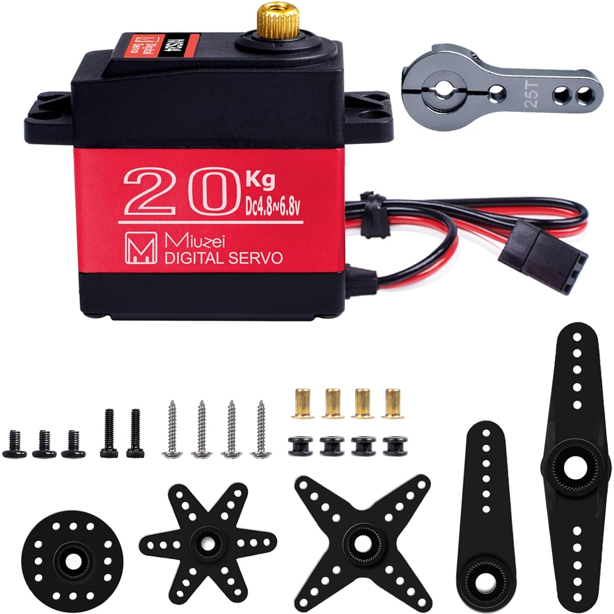 Miuzei 20kg Servo Motor High Torque Digital Servo Metal Waterproof Servo for R/C Car Robot, DS3218 Control Angle 270°