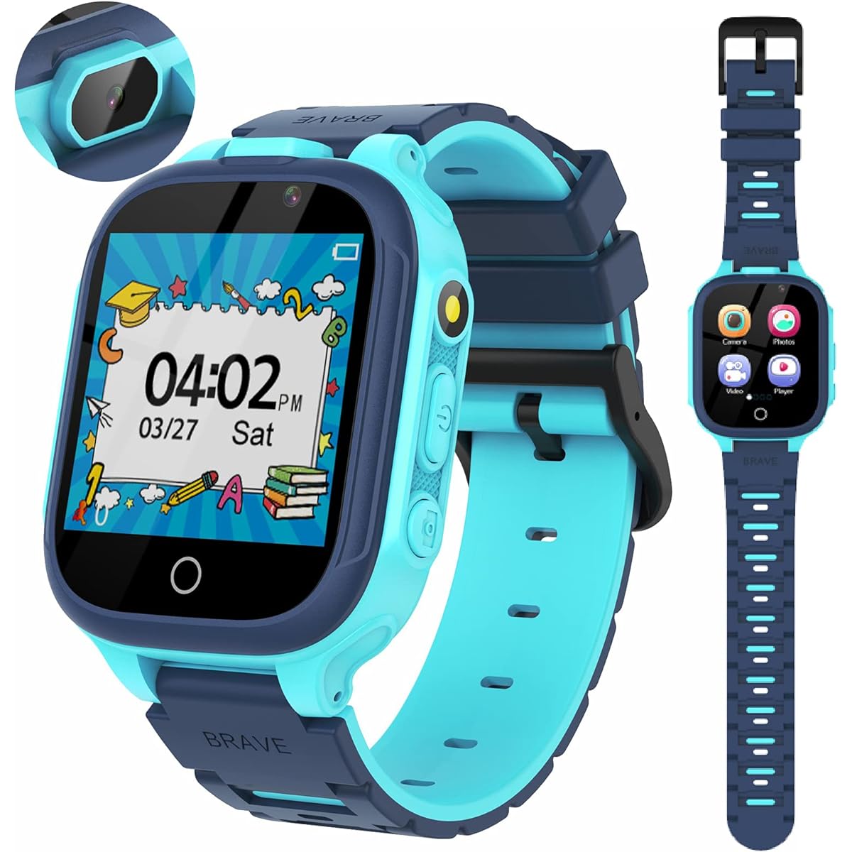 PTHTECHUS Children's Intelligence Watch - Student Intelligence Watch, Game Music MP3 Player with HD Selfie Camera Calculator Alarm Clock Timer, Suitable for 4-12 Year Old Students 12/24 Hours
