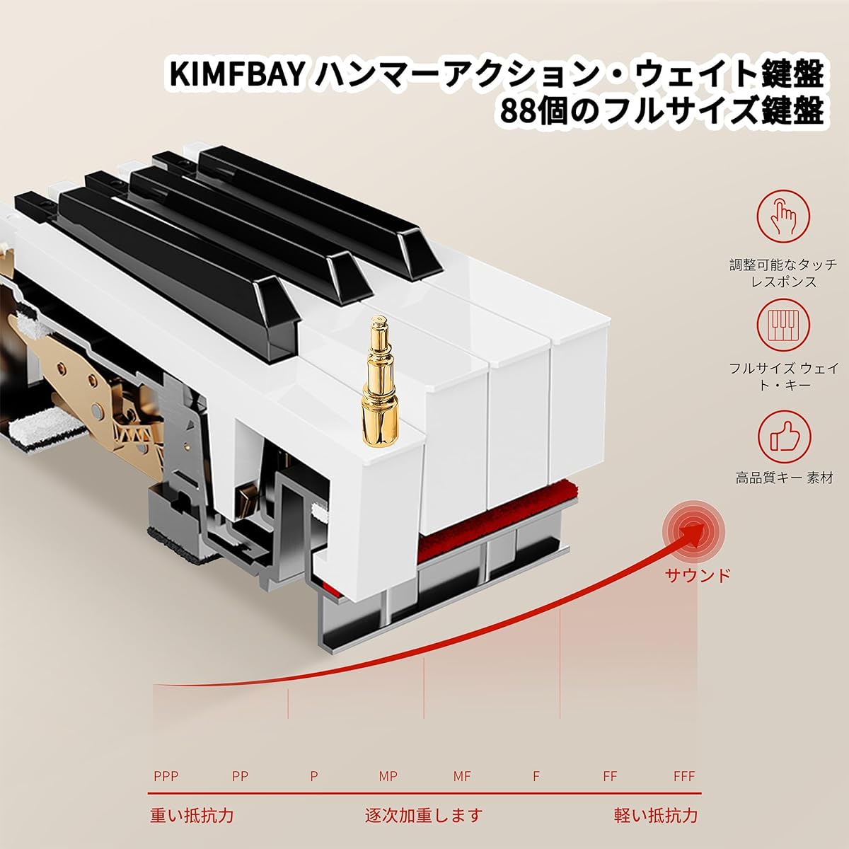 KIMFBAY Electronic Piano 88 Keys Hammer Action Keyboard Wooden Electronic Piano 88 Keys Hammer Piano Portable Piano Mobile Piano 88 Keys Children Beginners MIDI Compatible Pedal Included
