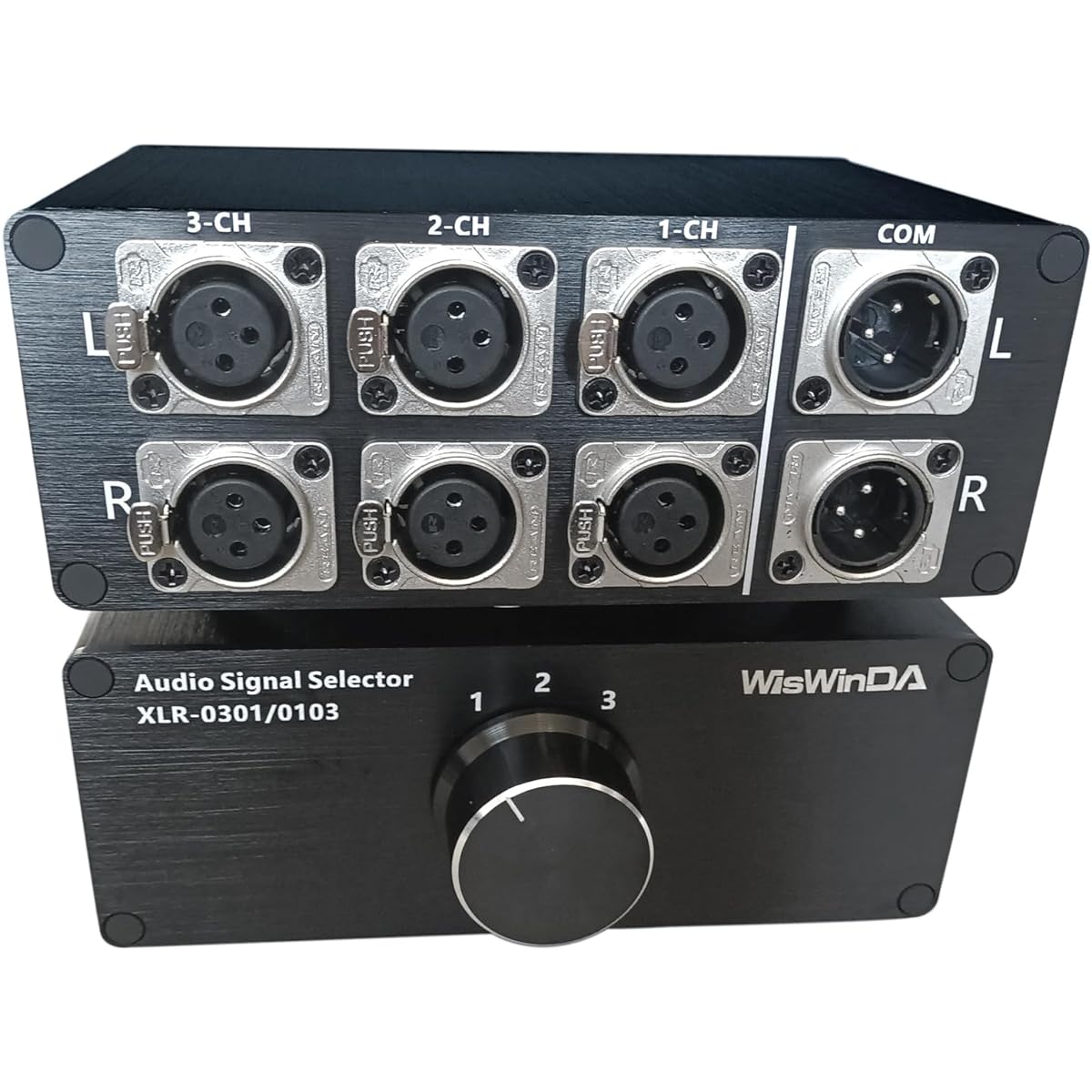 WisWinDa 3-IN-1-OUT XLR Pro Audio Switch Balanced Audio Converter 3 Channel HiFi Stereo Passive Audio Selector Switcher Box No Loss Aluminum Shell Quality XLR Connector (3in-1-out)