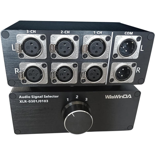 WisWinDa 3-IN-1-OUT XLR Pro Audio Switch Balanced Audio Converter 3 Channel HiFi Stereo Passive Audio Selector Switcher Box No Loss Aluminum Shell Quality XLR Connector (3in-1-out)