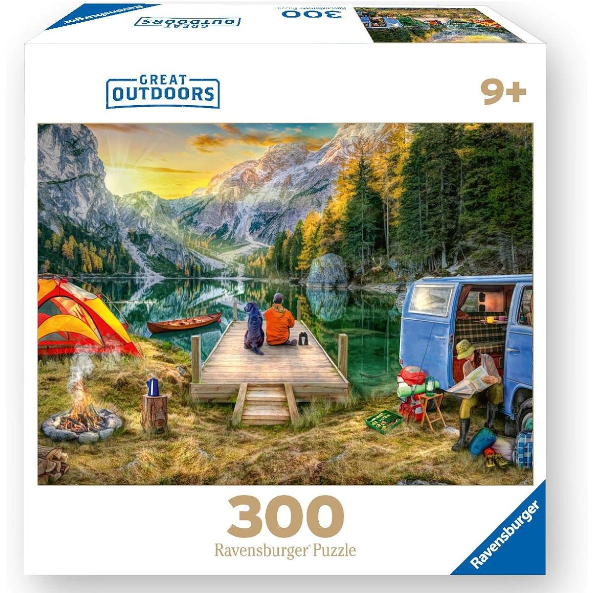 Ravensburger 82057 Great Outdoors Puzzle Series Serene Campsite 300 Piece Puzzle for Adults - Every Piece is Unique, Soft Click Technology Helps Pieces Fit Together